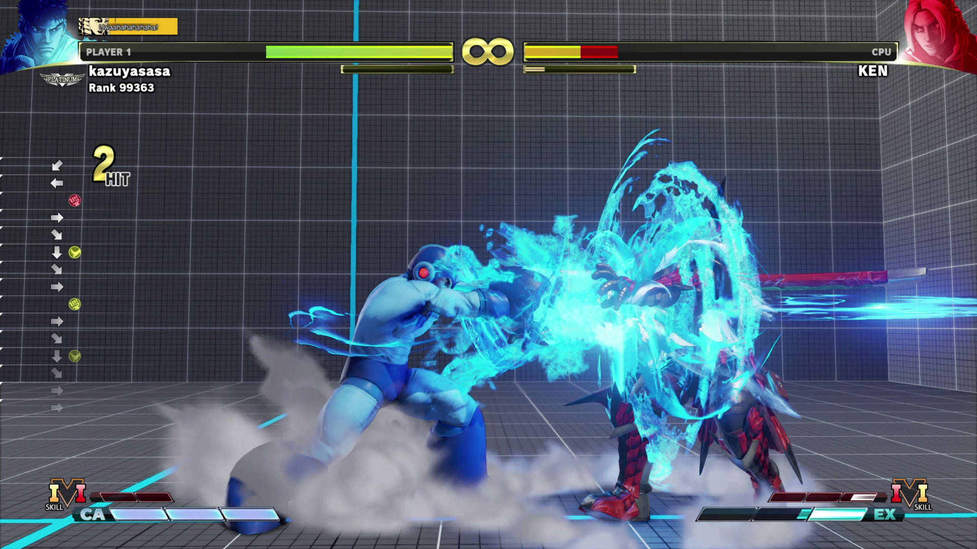 Buffer - Ryu's crouching medium kick into Hadoken executed