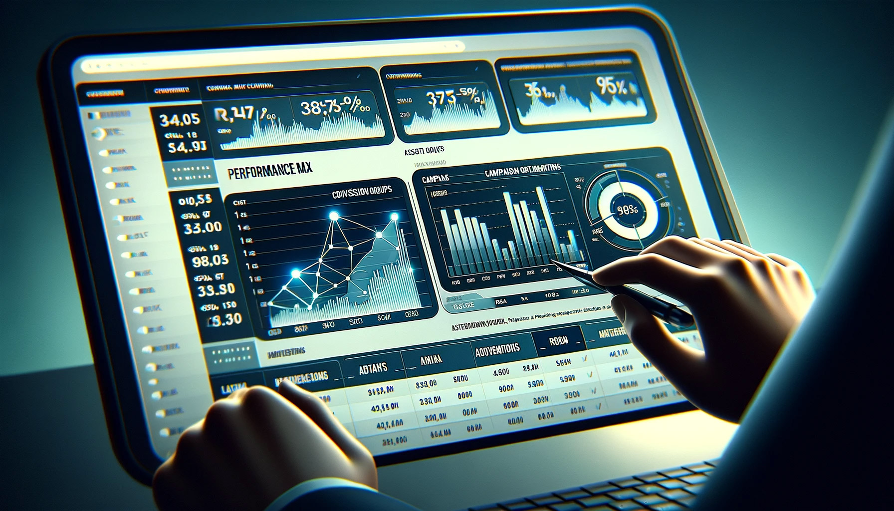 Optimising Asset Groups in Performance Max Campaigns: illustrating the concept of effectively organising and utilising asset groups within Performance Max campaigns for better targeting and results.